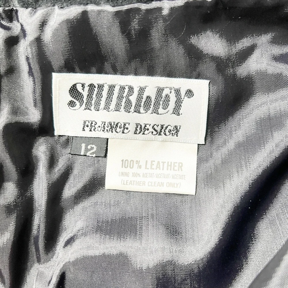 Vintage Shirley France 100% Leather Black Suede Pants Women Size 12 Straight Leg